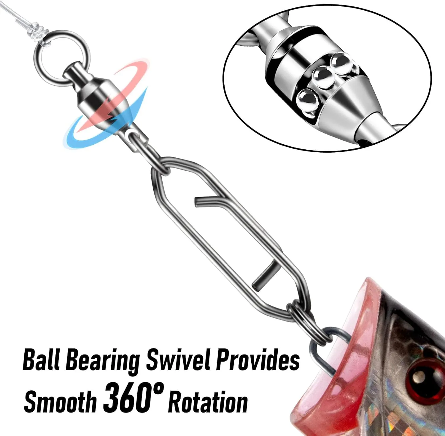30-Pack Fishing Speed Clips Quick Change Snap Swivels, Ball Bearing Swivel Power Clips Fishing Snap Swivels Freshwater Saltwater Crankbait Popper Lures Quick Snaps Connectors Tackle