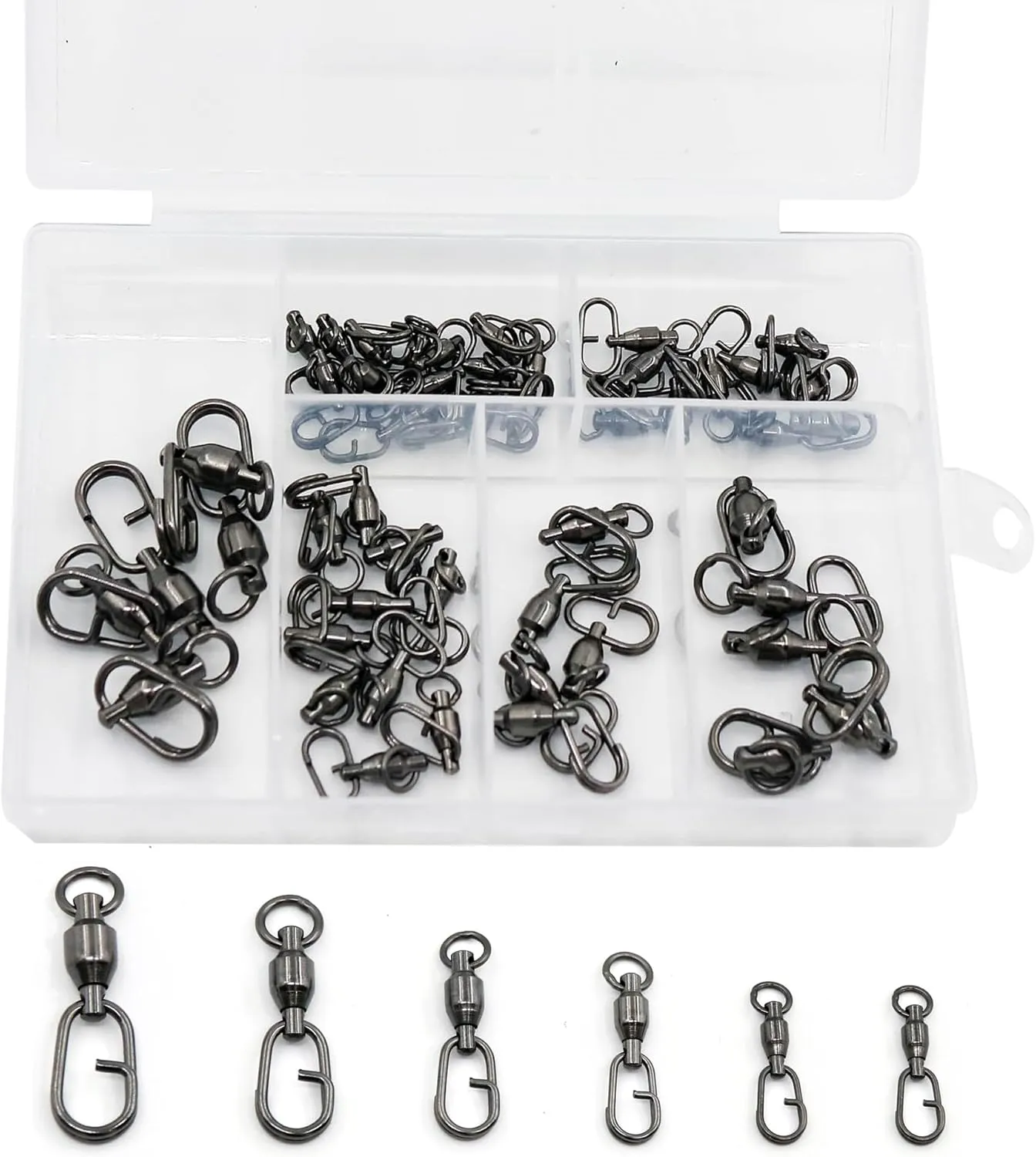 9KM DWLIFE Ball Bearing Fishing Swivels Snaps with Oval Split Rings, Power Snaps Quick Change Fishing Lure Rings Connector