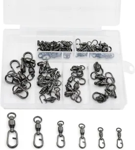 9KM DWLIFE Ball Bearing Fishing Swivels Snaps with Oval Split Rings, Power Snaps Quick Change Fishing Lure Rings Connector