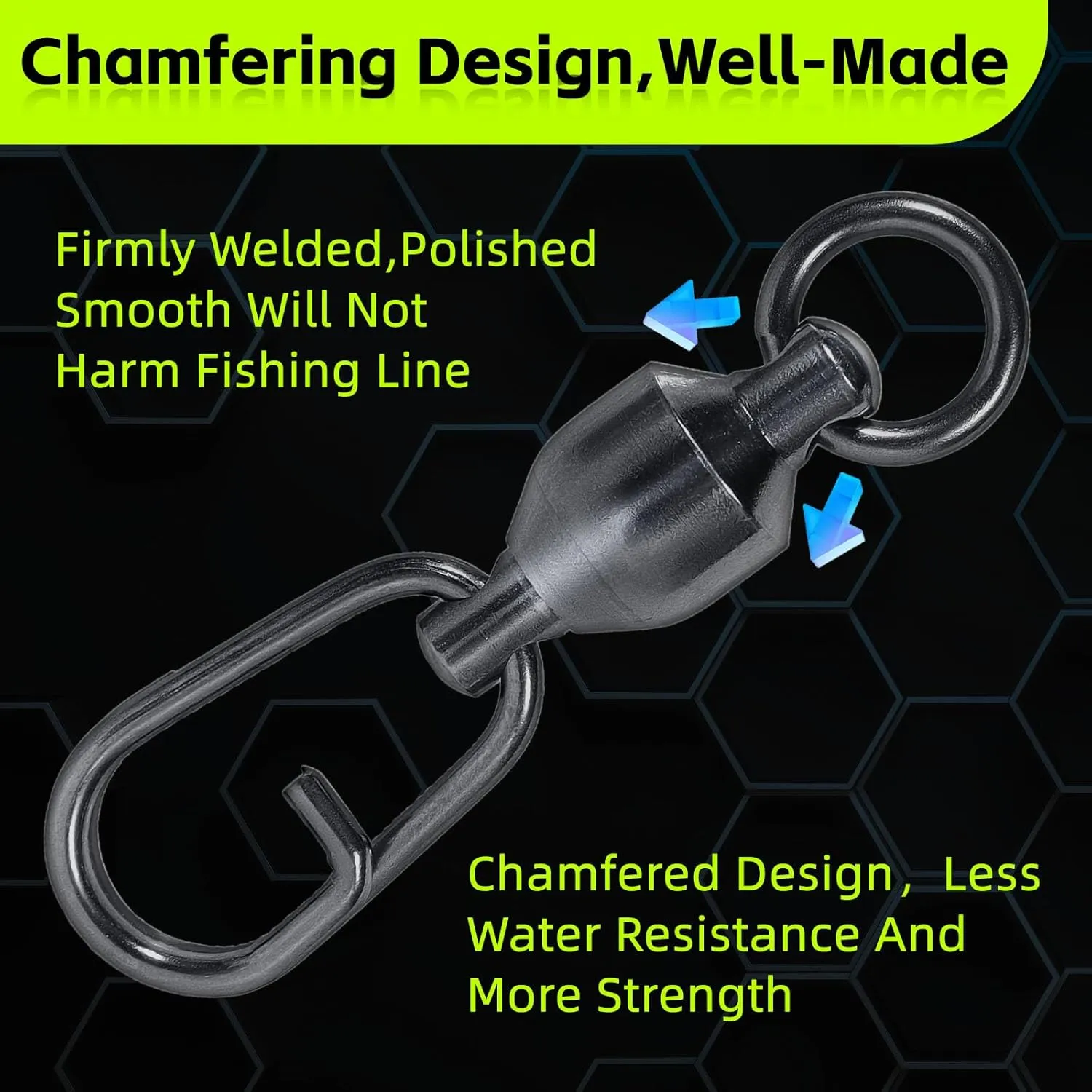 9KM DWLIFE Ball Bearing Fishing Swivels Snaps with Oval Split Rings, Power Snaps Quick Change Fishing Lure Rings Connector