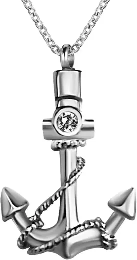 Anchor Urn Necklace for Ashes Men Women Holder Navy Memorial Cremation Stainless Steel Keepsake Pendant with 18''chain