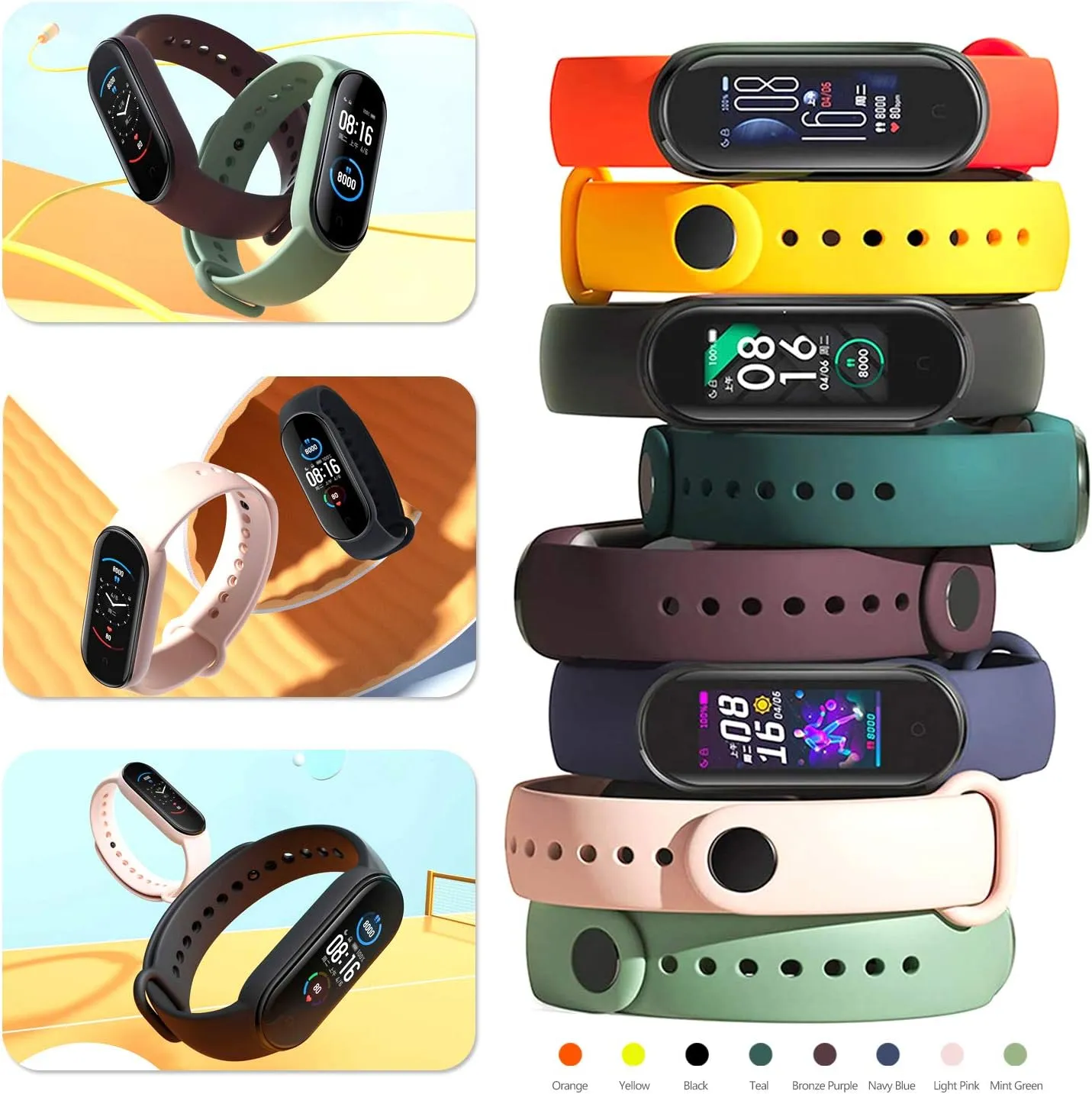 BANGTING 20 Pieces Strap Replacement Compatible with Xiaomi Mi Band 7/6 / 5 and Amazfit Band 5, Bands for Xiaomi Mi Band 7 Bracelet Wristbands Accessories for Mi Fit 6 Straps (20 Colors)