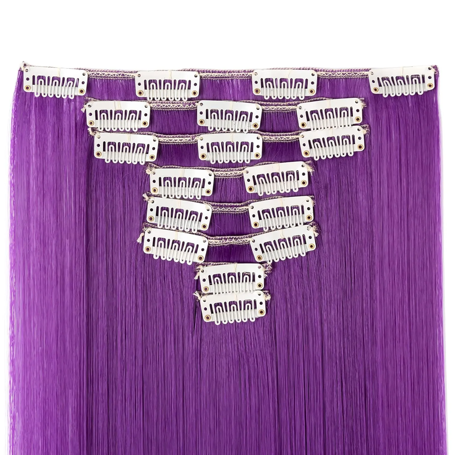 Benehair 8PCS Clip in Hair Extensions for Women Dark Purple Seamless Double Weft Hair Extensions Full Head 18 Clips Women Colorful Hairpiece 26" Straight Tangle-free Silky Soft Party Fashion Cosplay