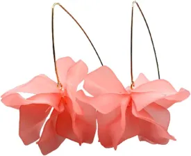 Boho Rose Petal Dangle Resin Earrings - Long Drop Acrylic Tiered Flower Earrings - Statement Exaggerated Floral Tassel Earrings for Women
