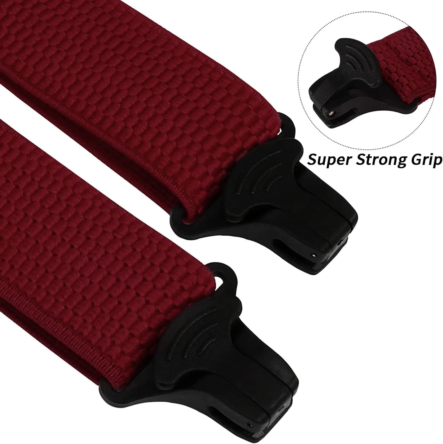 Buyless Fashion Heavy Duty Suspenders for Men - 48" Adjustable Straps 1 1/2" - X Back with Black Plastic Clips
