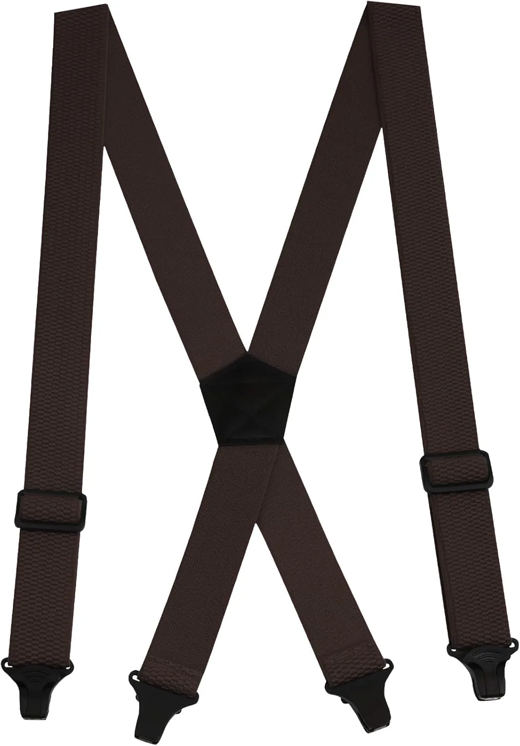 Buyless Fashion Heavy Duty Suspenders for Men - 48" Adjustable Straps 1 1/2" - X Back with Black Plastic Clips