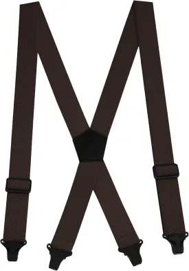 Buyless Fashion Heavy Duty Suspenders for Men - 48" Adjustable Straps 1 1/2" - X Back with Black Plastic Clips