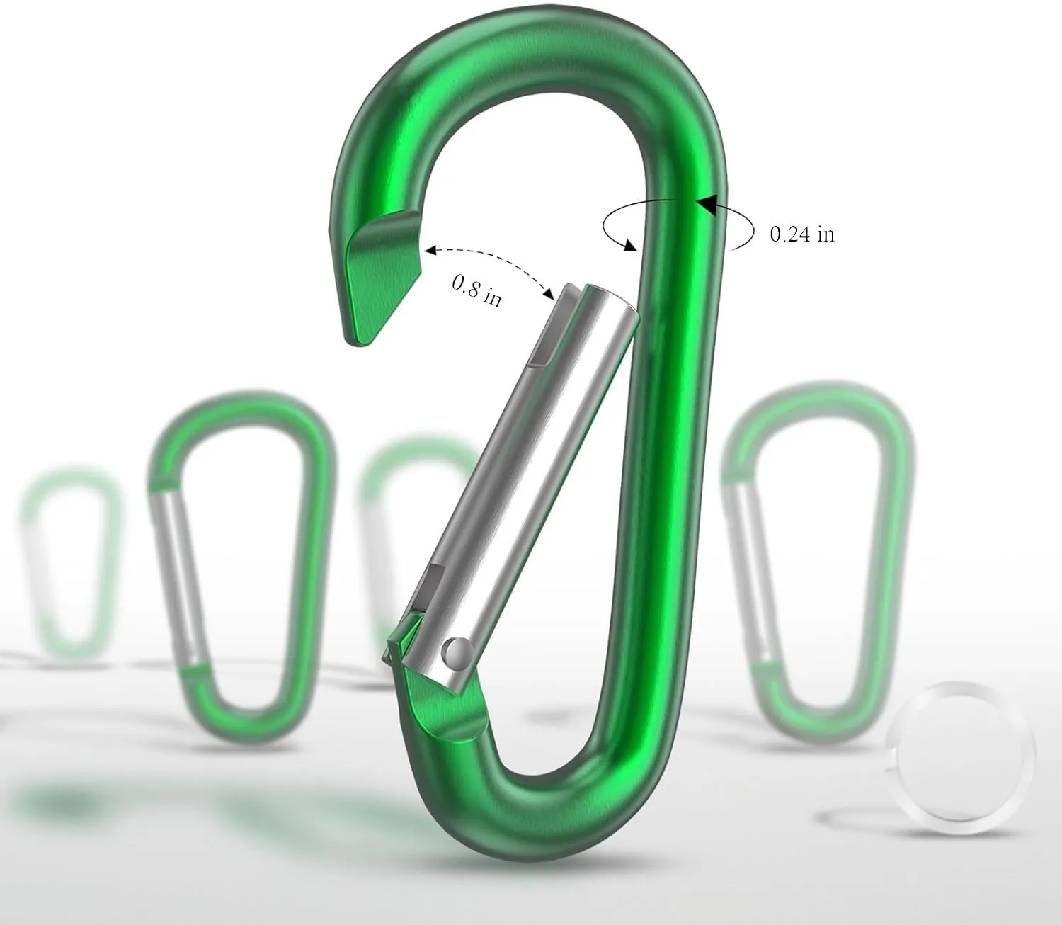Carabiner Keychain Clip -3" Aluminum Carabiner D Ring, Caribeener Clips, Spring Snap Hook for Keychain Clip