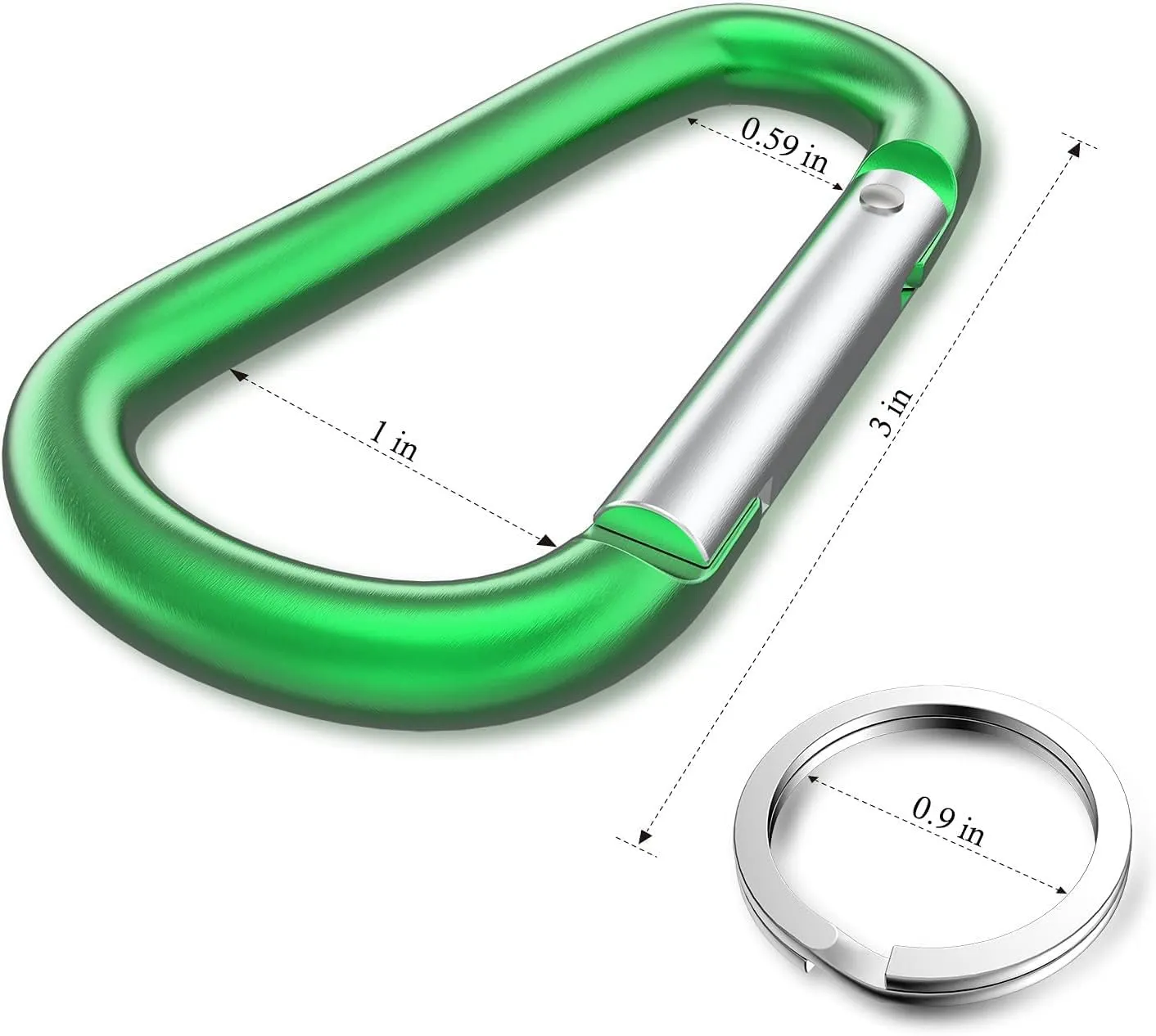 Carabiner Keychain Clip -3" Aluminum Carabiner D Ring, Caribeener Clips, Spring Snap Hook for Keychain Clip