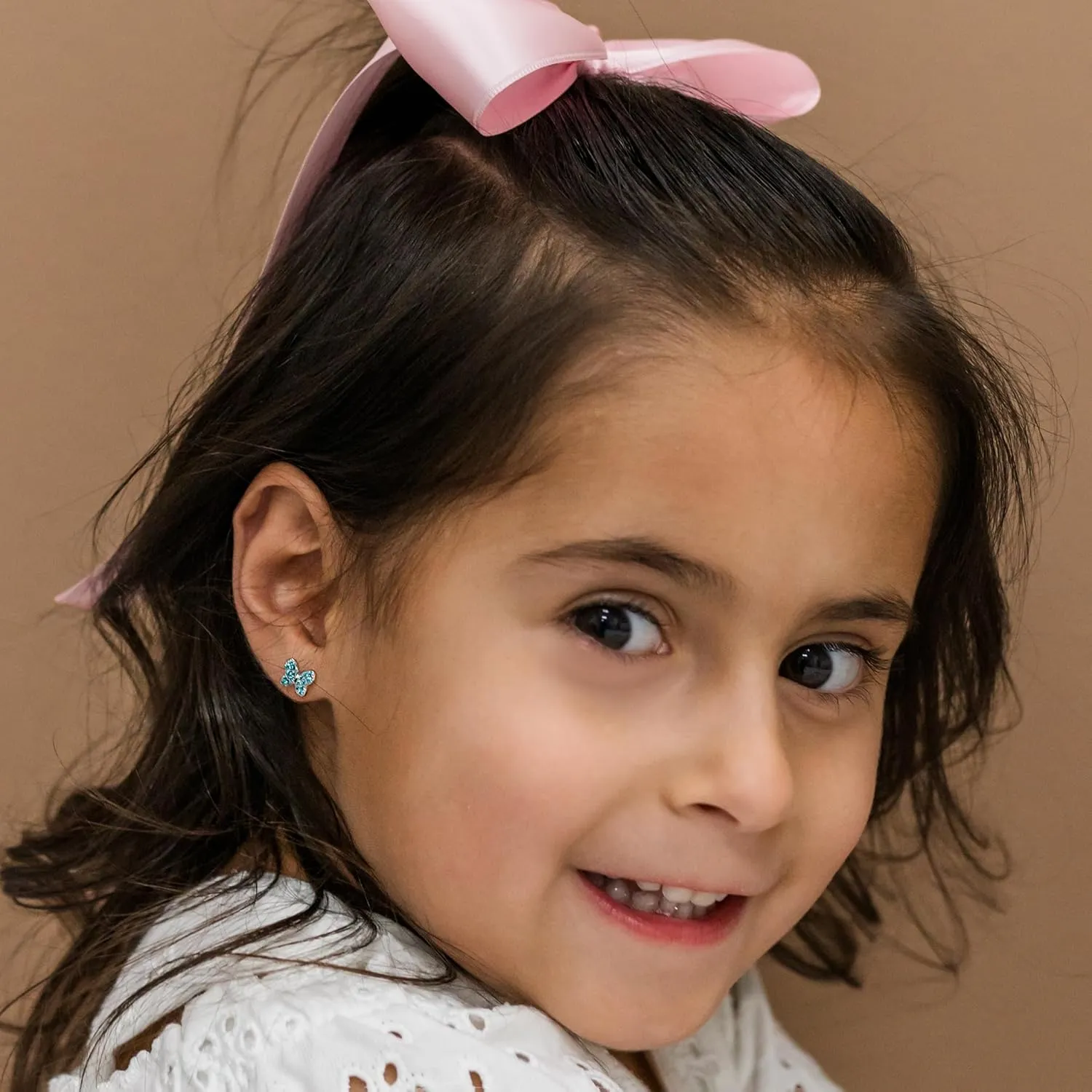 Cherished Moments Sterling Silver CZ Butterfly Screw-Back Earrings for Little Girls and Kids