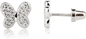 Cherished Moments Sterling Silver CZ Butterfly Screw-Back Earrings for Little Girls and Kids