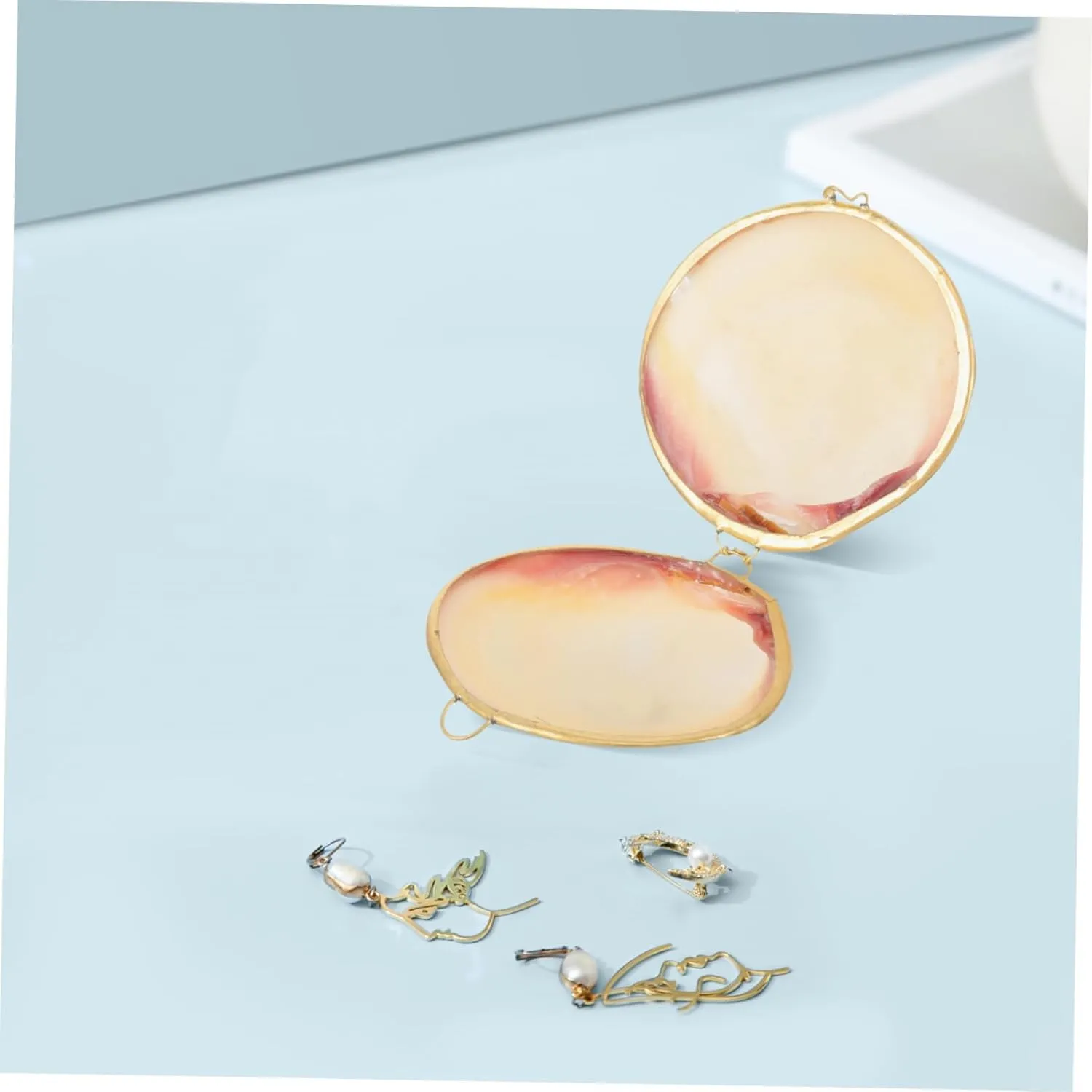 COHEALI Box Shell Jewelry Holder Earring Holder Jewelry Display Holder Metal Seashell Figurine Pendant Case Delicate Jewelry Organizer White Mosaic Child Natural Freshwater Shells Showcase