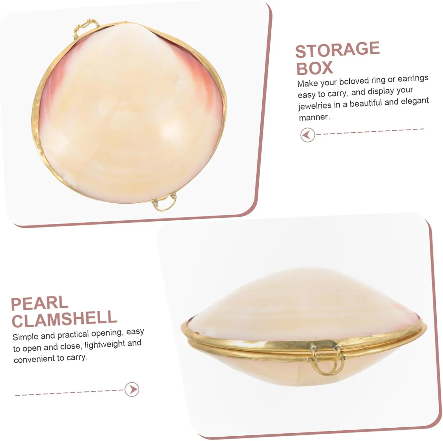 COHEALI Box Shell Jewelry Holder Earring Holder Jewelry Display Holder Metal Seashell Figurine Pendant Case Delicate Jewelry Organizer White Mosaic Child Natural Freshwater Shells Showcase