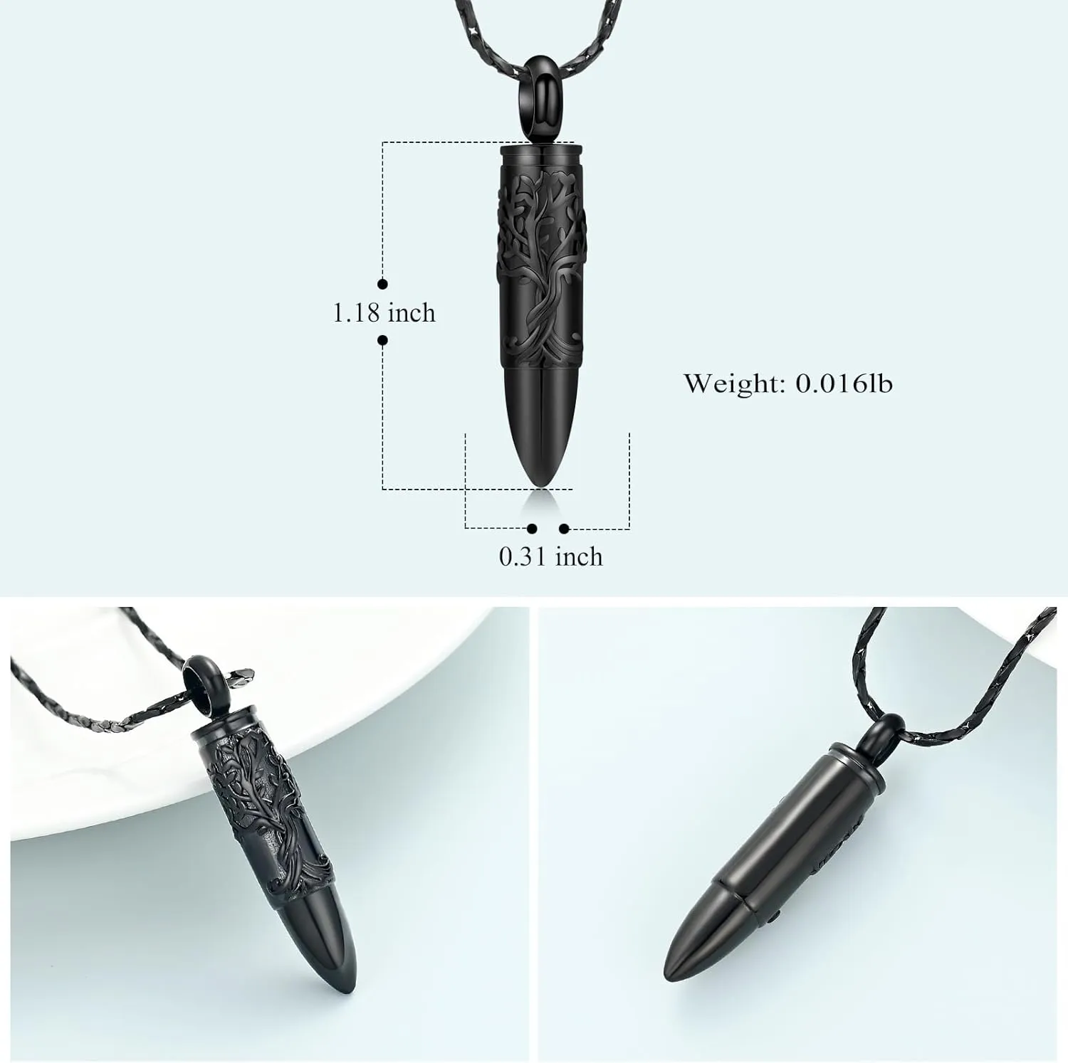Cremation Jewelry Bullet Urn Necklace for Ashes for Men Women Tree of Life Urn Pendant Ashes Human Memorial Jewelry