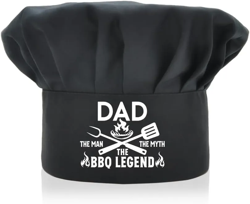 Dad The Man The Myth The BBQ Legend Funny Chef Hat, Funny BBQ Cooking Chef Hat for Men, Christmas Father's Day Birthday Gift for Husband Dad Grandpa Brother
