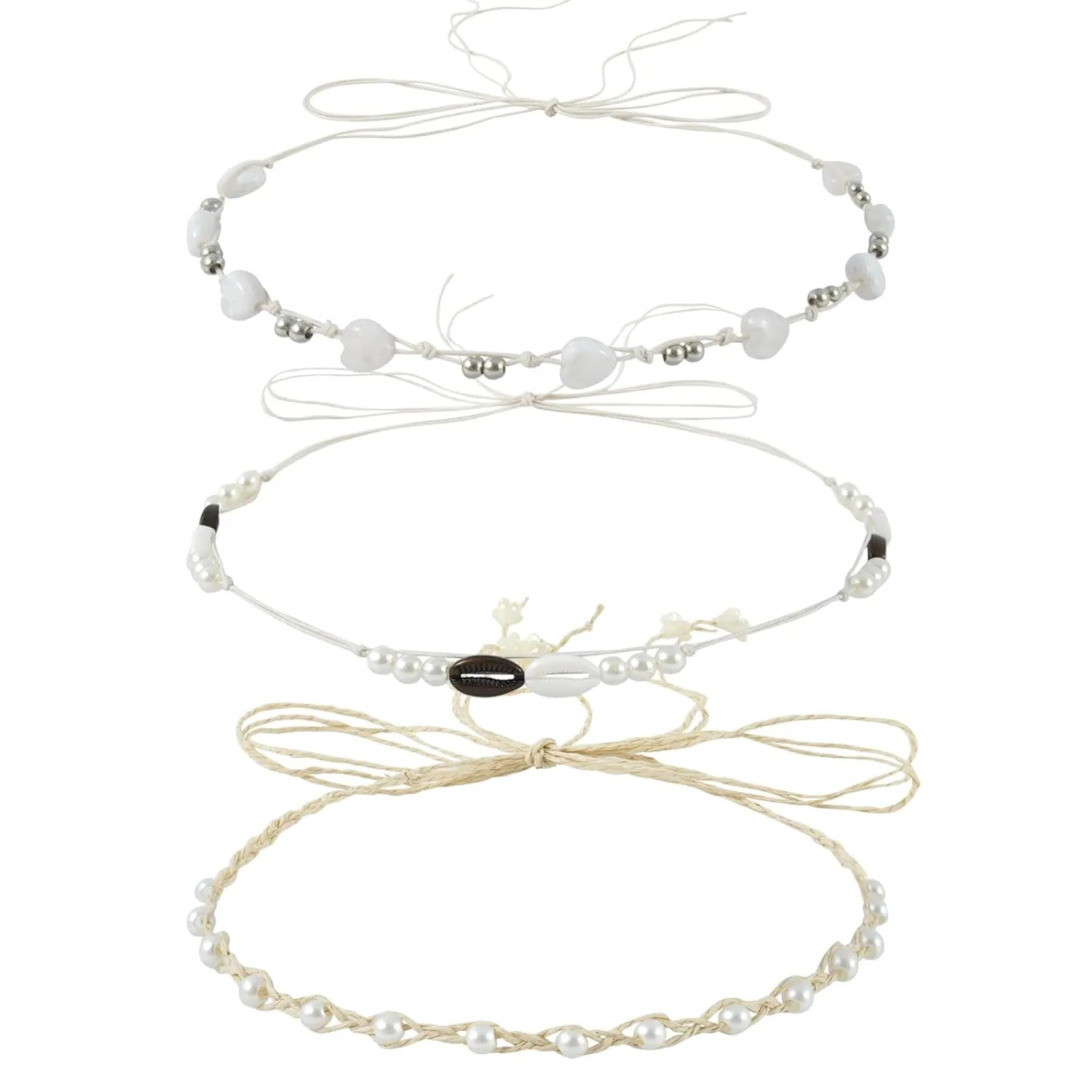 DOCILA Straw Cowboy Hat Band Women Men, Chic White Pearl Bead Western Cowgirl Hat Belt, Sombrero Vaquero Summer Accessories