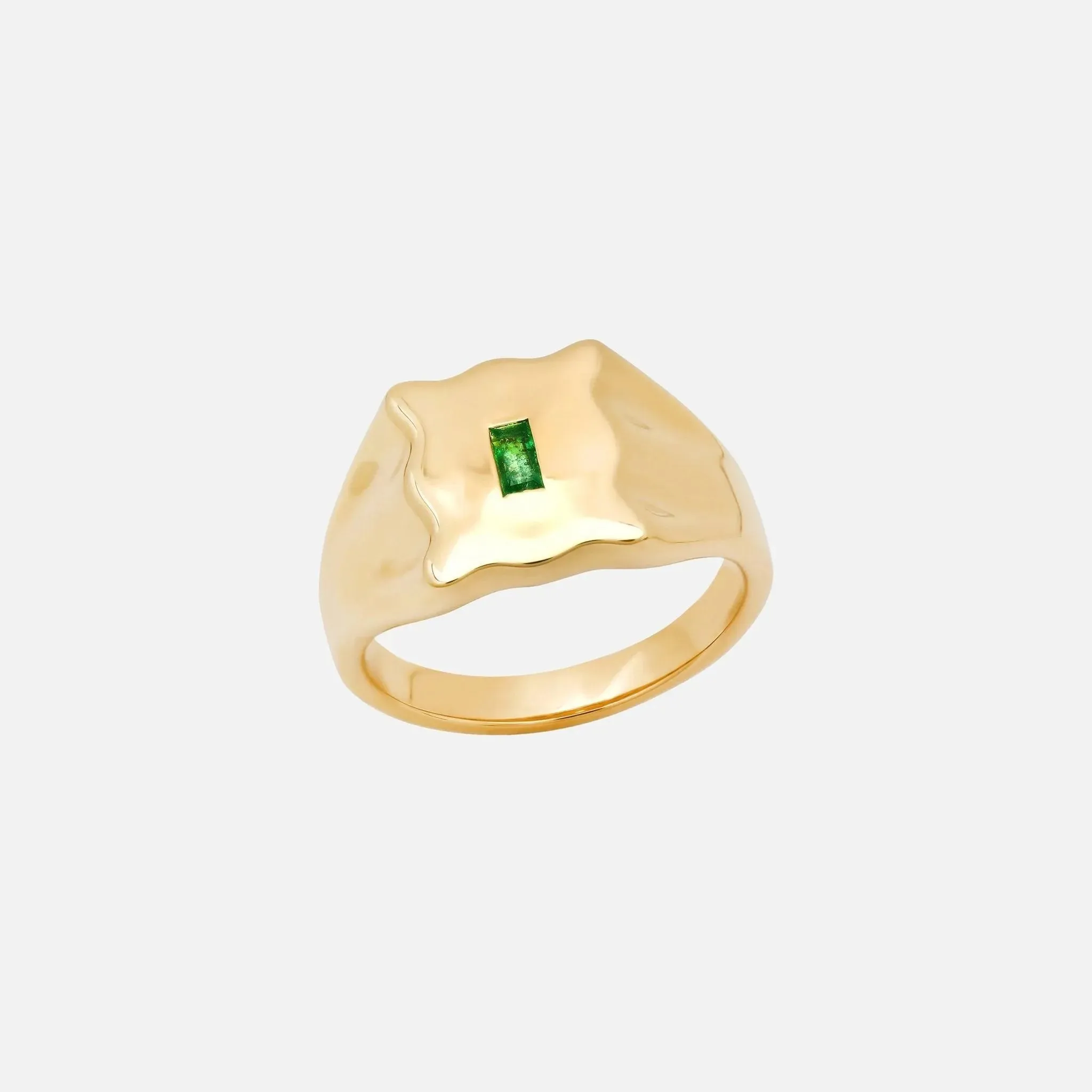 Emerald Baguette Form Signet Ring