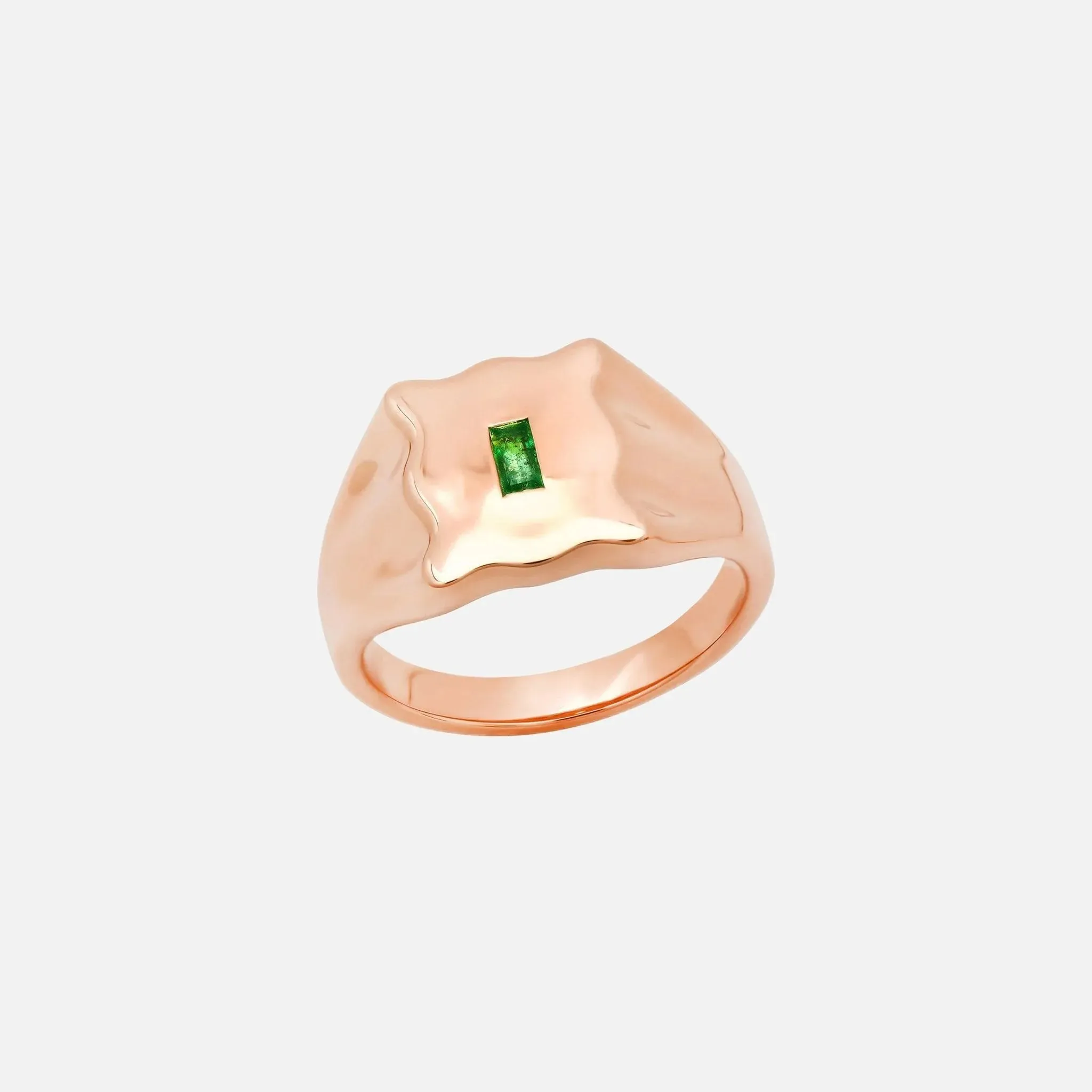 Emerald Baguette Form Signet Ring