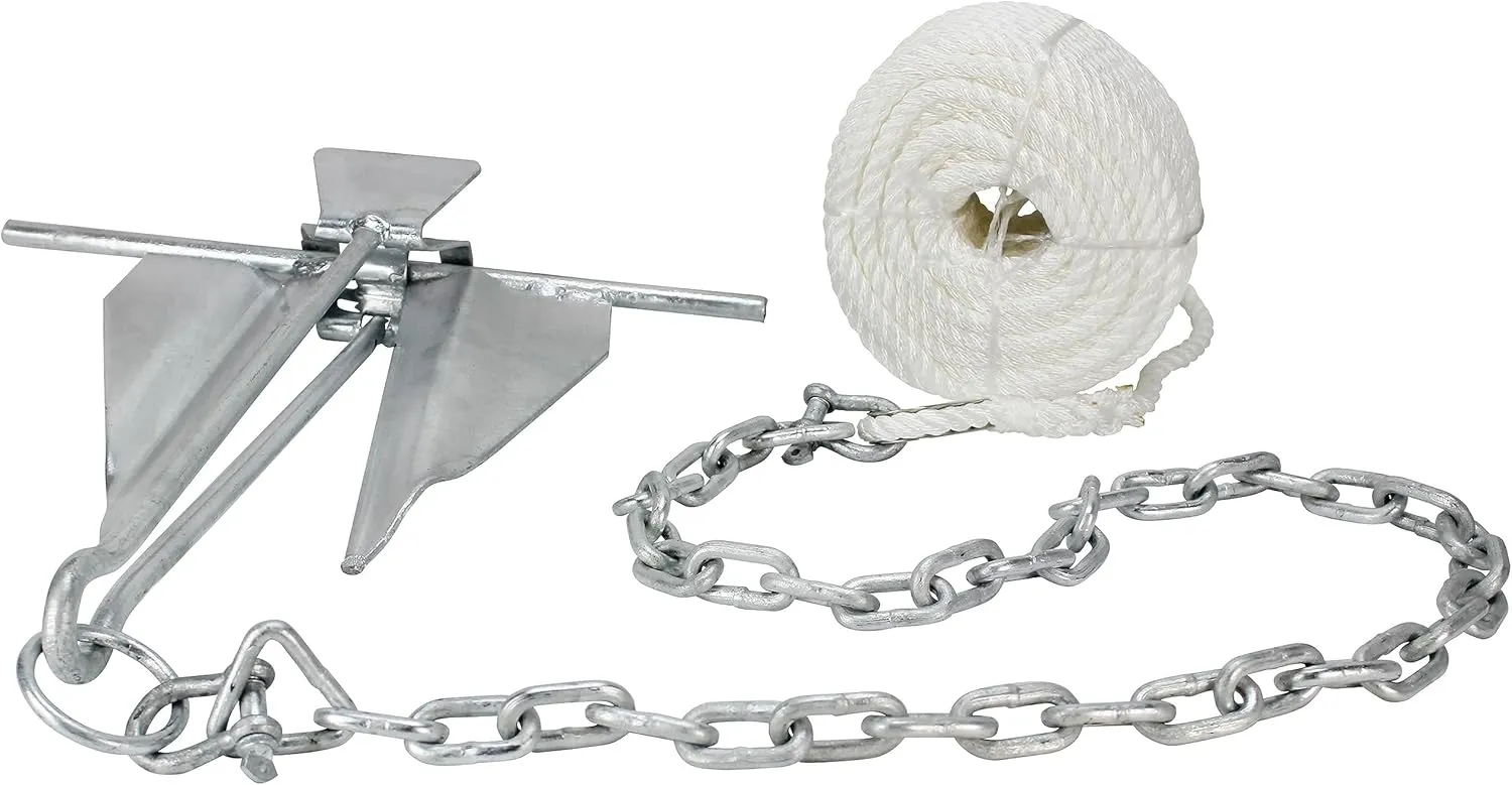 Extreme Max 3006.6719 Complete Slip Ring Anchor Kit with Rope / Anchor Chain / Shackle - #10 / 5 lbs.