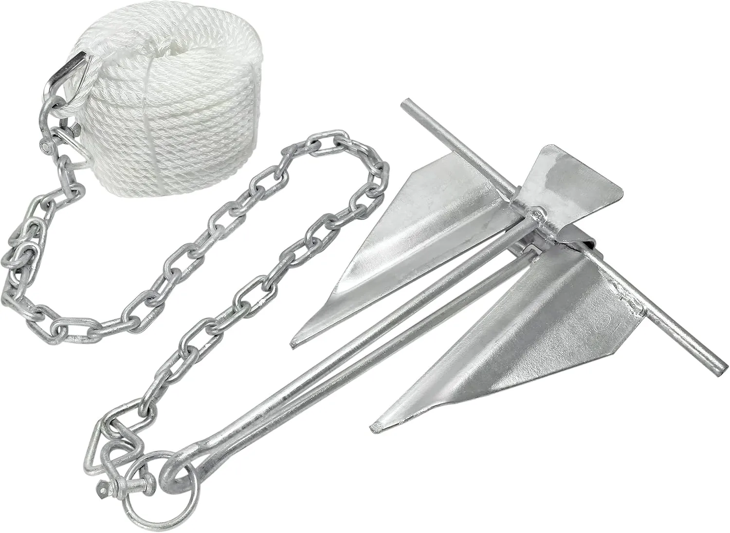 Extreme Max 3006.6719 Complete Slip Ring Anchor Kit with Rope / Anchor Chain / Shackle - #10 / 5 lbs.