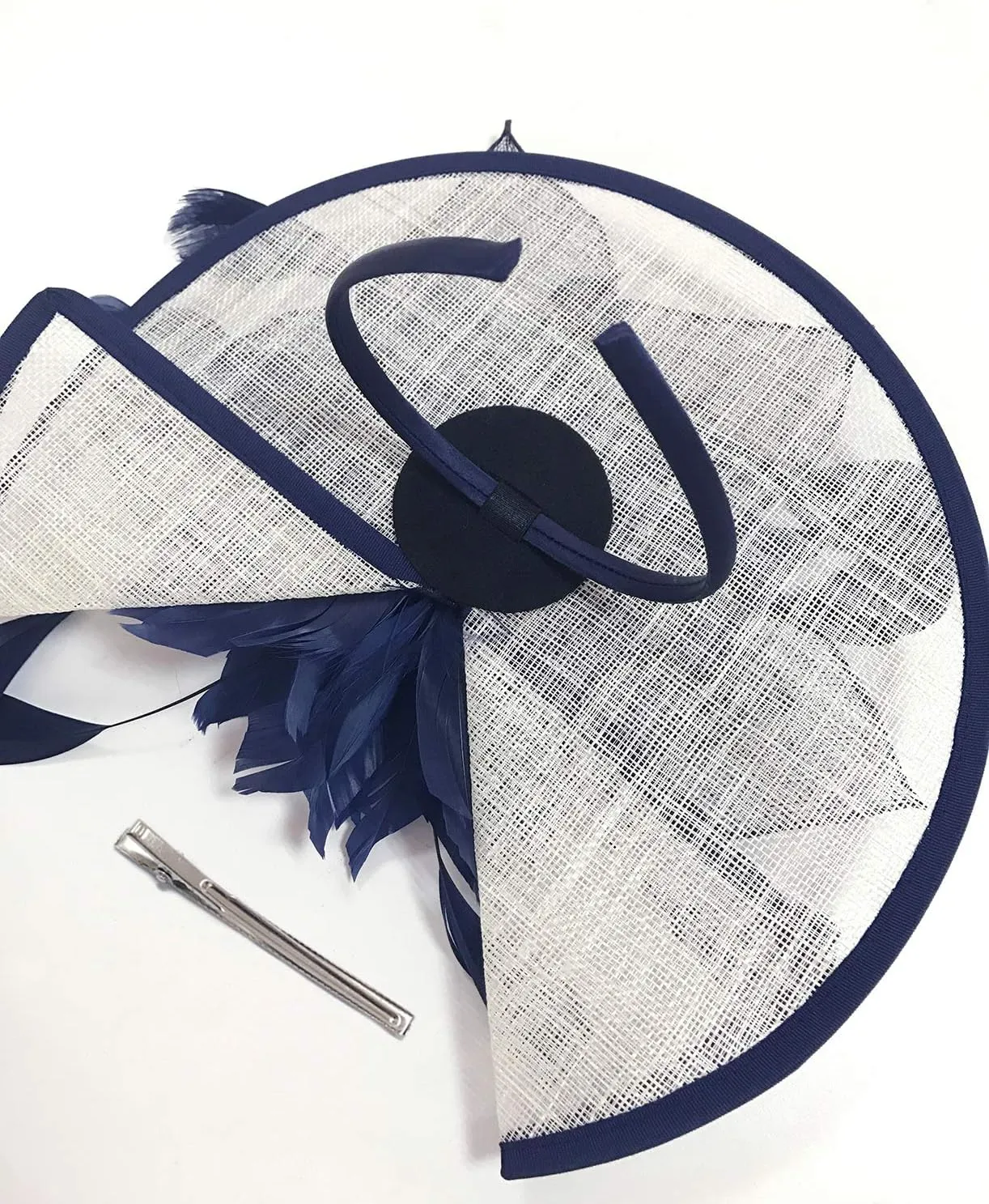 Fascinator Hats for Women Mesh Bow Rhinestone Feather Wedding Tea Party Derby Hat Clip Headband