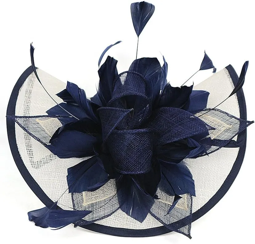 Fascinator Hats for Women Mesh Bow Rhinestone Feather Wedding Tea Party Derby Hat Clip Headband