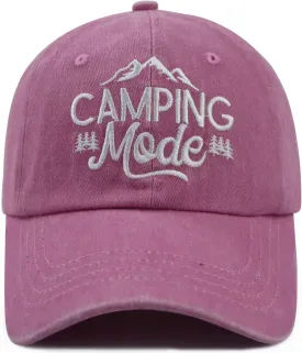Funny Camping Mode Hat for Men Women, Adjustable Embroidered Glamping Baseball Cap