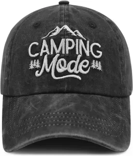 Funny Camping Mode Hat for Men Women, Adjustable Embroidered Glamping Baseball Cap