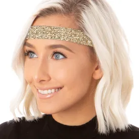 Hipsy Adjustable Non Slip Wide Bling Glitter Headband for Women Girls & Teens (Gold)