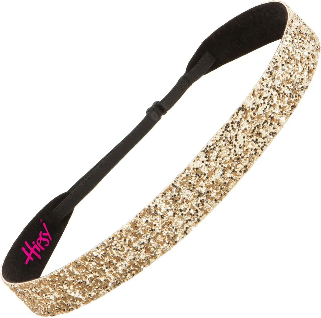 Hipsy Adjustable Non Slip Wide Bling Glitter Headband for Women Girls & Teens (Gold)