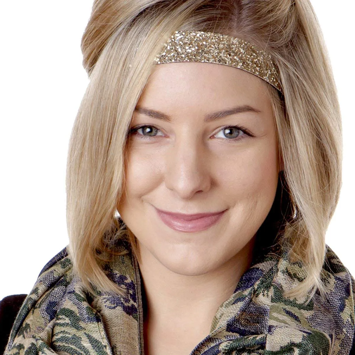 Hipsy Adjustable Non Slip Wide Bling Glitter Headband for Women Girls & Teens (Gold)