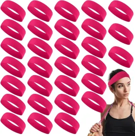 Hotop 30 Pcs Sport Headbands for Women Non Slip Stretchy Soft Fabric Elastic Sweatbands Bulk for Yoga DIY Team Gifts