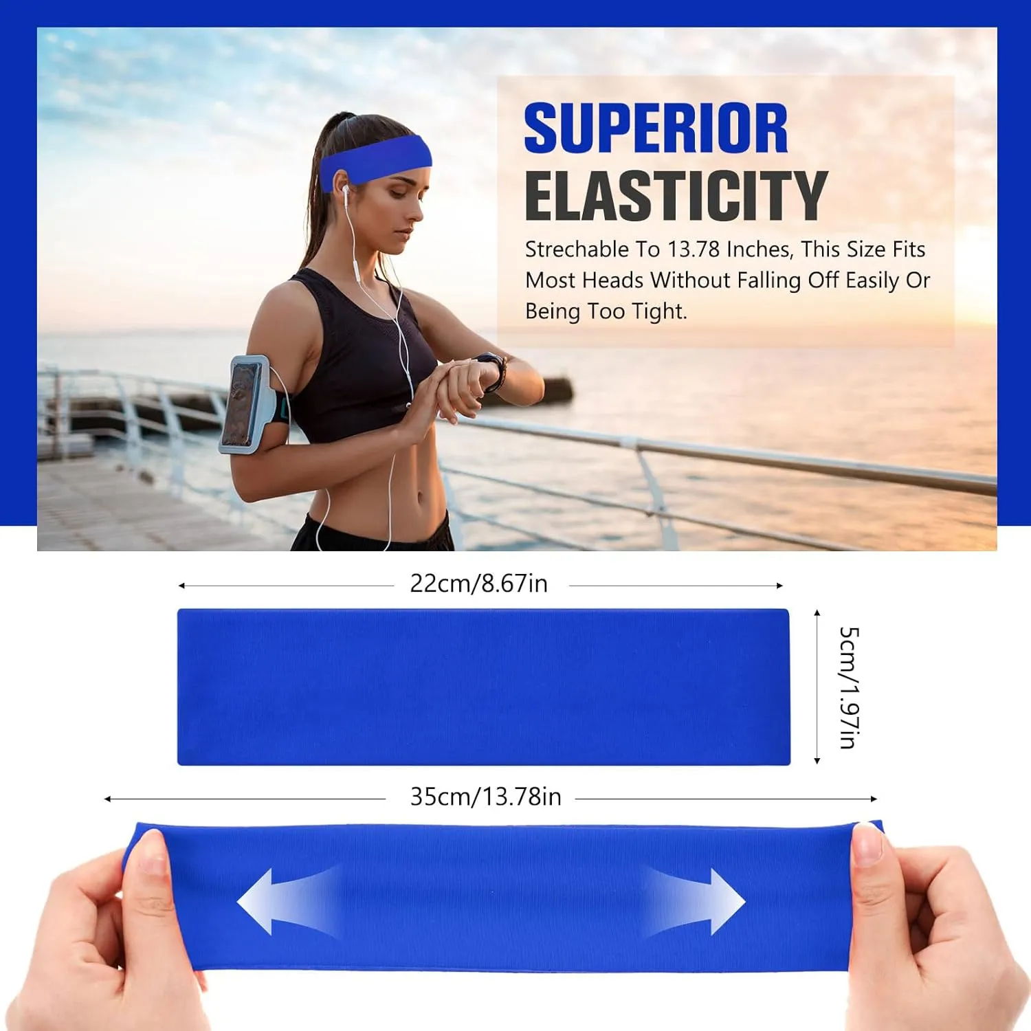 Hotop 30 Pcs Sport Headbands for Women Non Slip Stretchy Soft Fabric Elastic Sweatbands Bulk for Yoga DIY Team Gifts