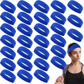 Hotop 30 Pcs Sport Headbands for Women Non Slip Stretchy Soft Fabric Elastic Sweatbands Bulk for Yoga DIY Team Gifts