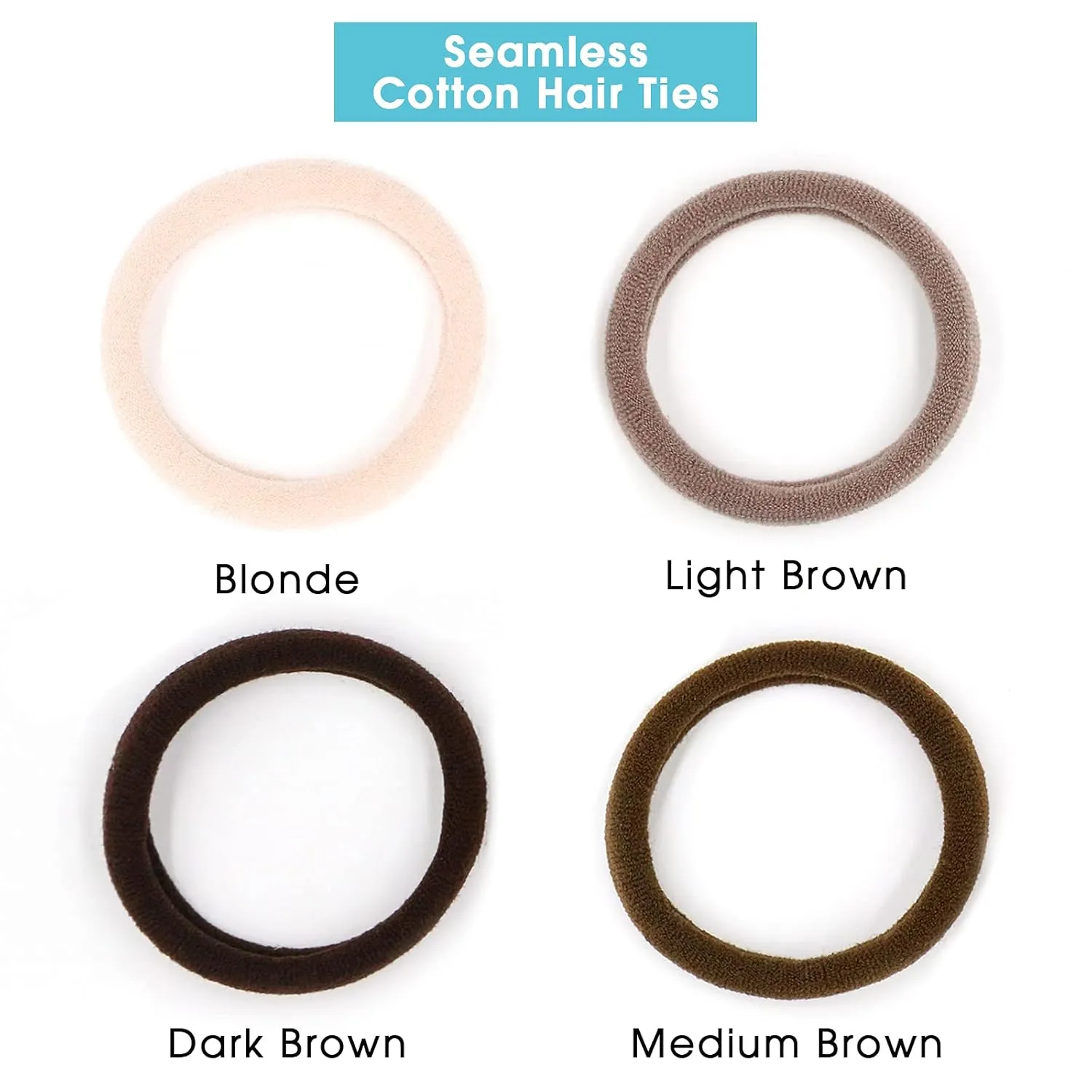 HOYOLS Soft Large Seamless Hair Ties, Gentle Stretch Nylon Ponytail Holder Bands for Thick Heavy Curly Hair, No Slip No Damage Scrunchies Headbands 100 Pcs (Light Blonde)