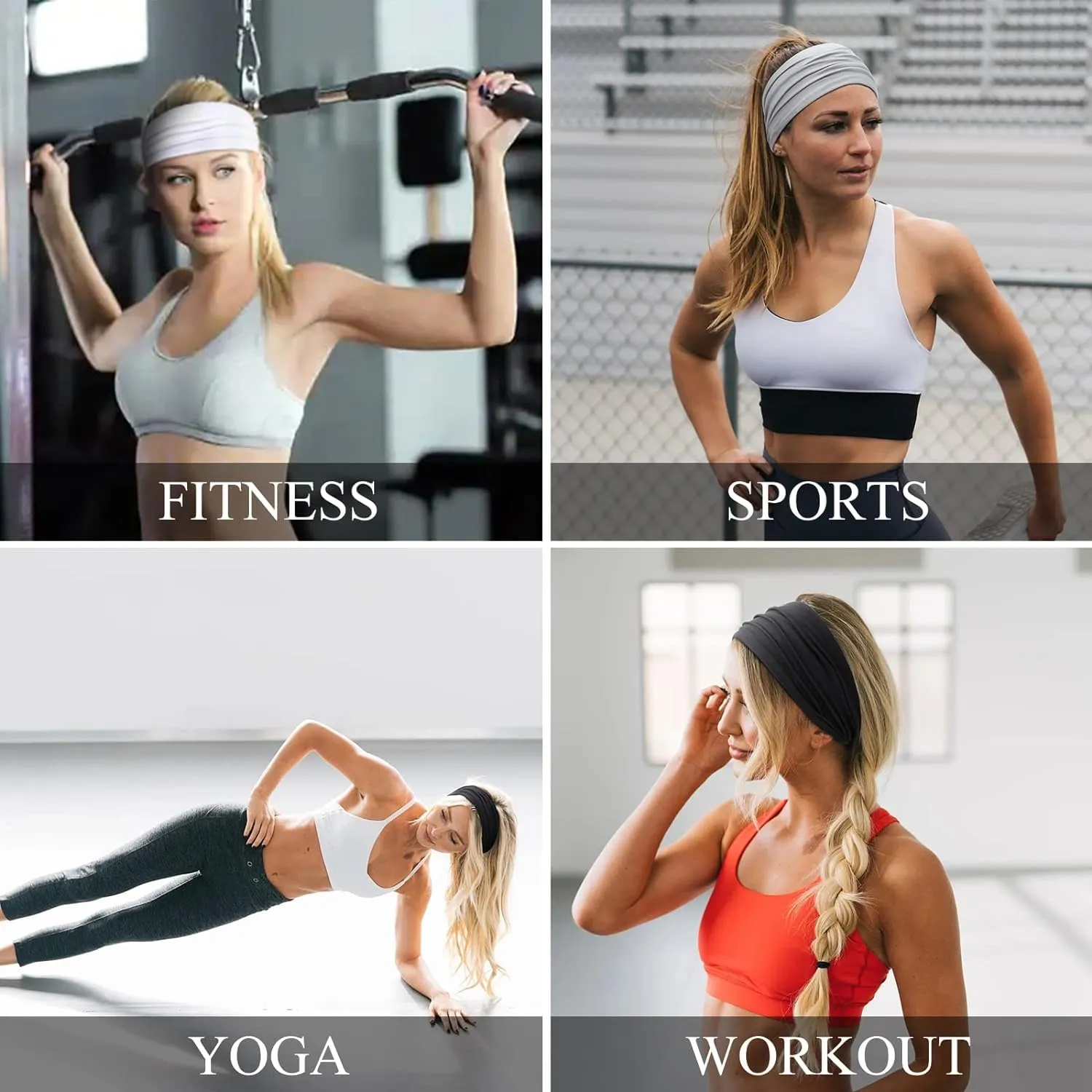 Huachi Non Slip Headbands for Women - Wide, Fashionable Elastic Headbands for Short Hair - Workout, Yoga, Sports, Exercise, Sweatbands, Summer Hair Accessories