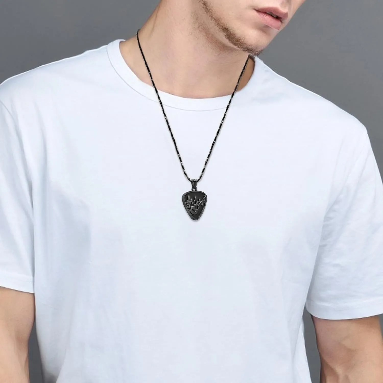 Imrsanl Cremation Jewelry for Ashes Pendant Stainless Steel Music Guitar/Guitar Pick Cremation Keepsake Memorial Urn Necklace for Women Men