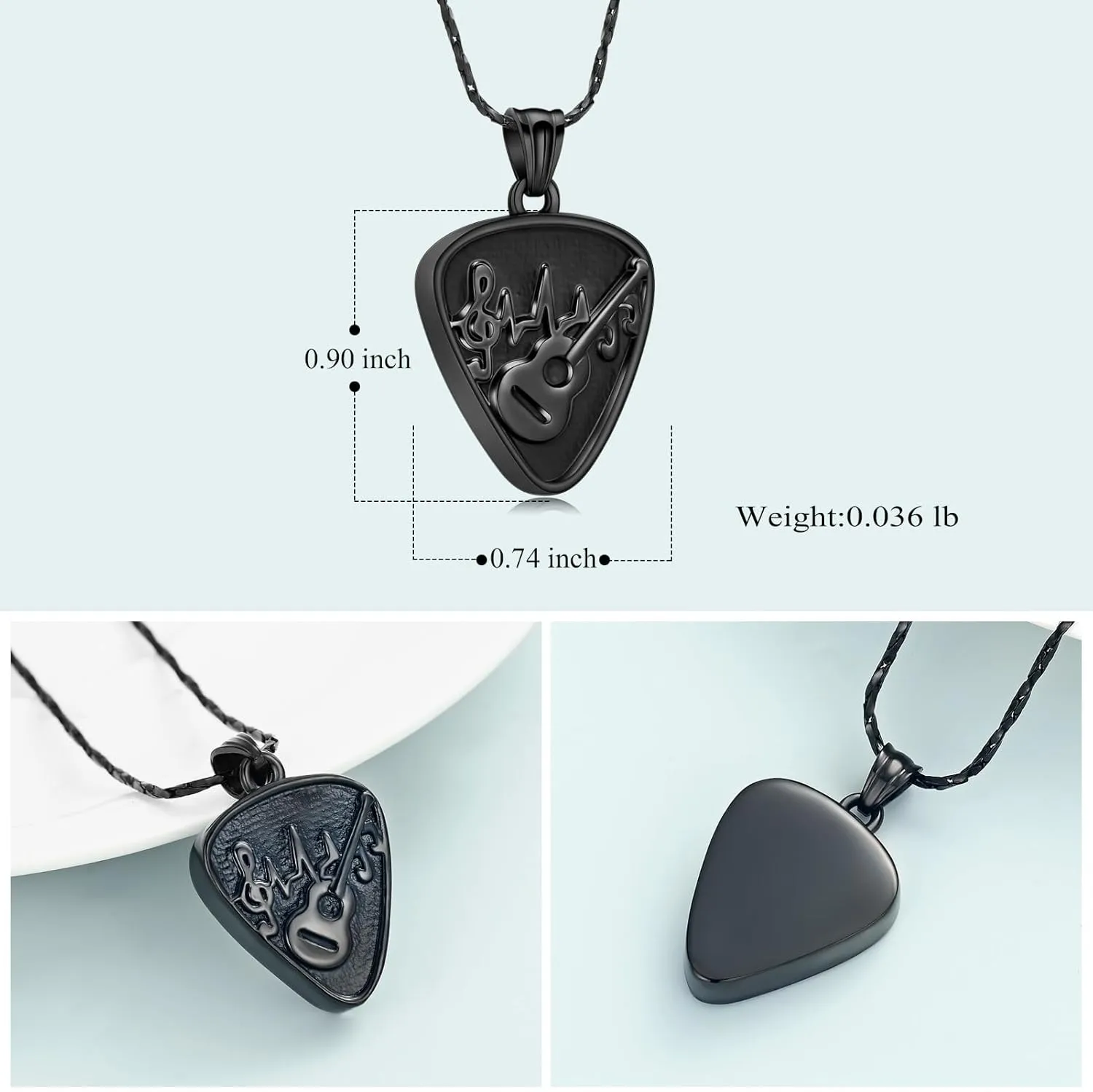 Imrsanl Cremation Jewelry for Ashes Pendant Stainless Steel Music Guitar/Guitar Pick Cremation Keepsake Memorial Urn Necklace for Women Men
