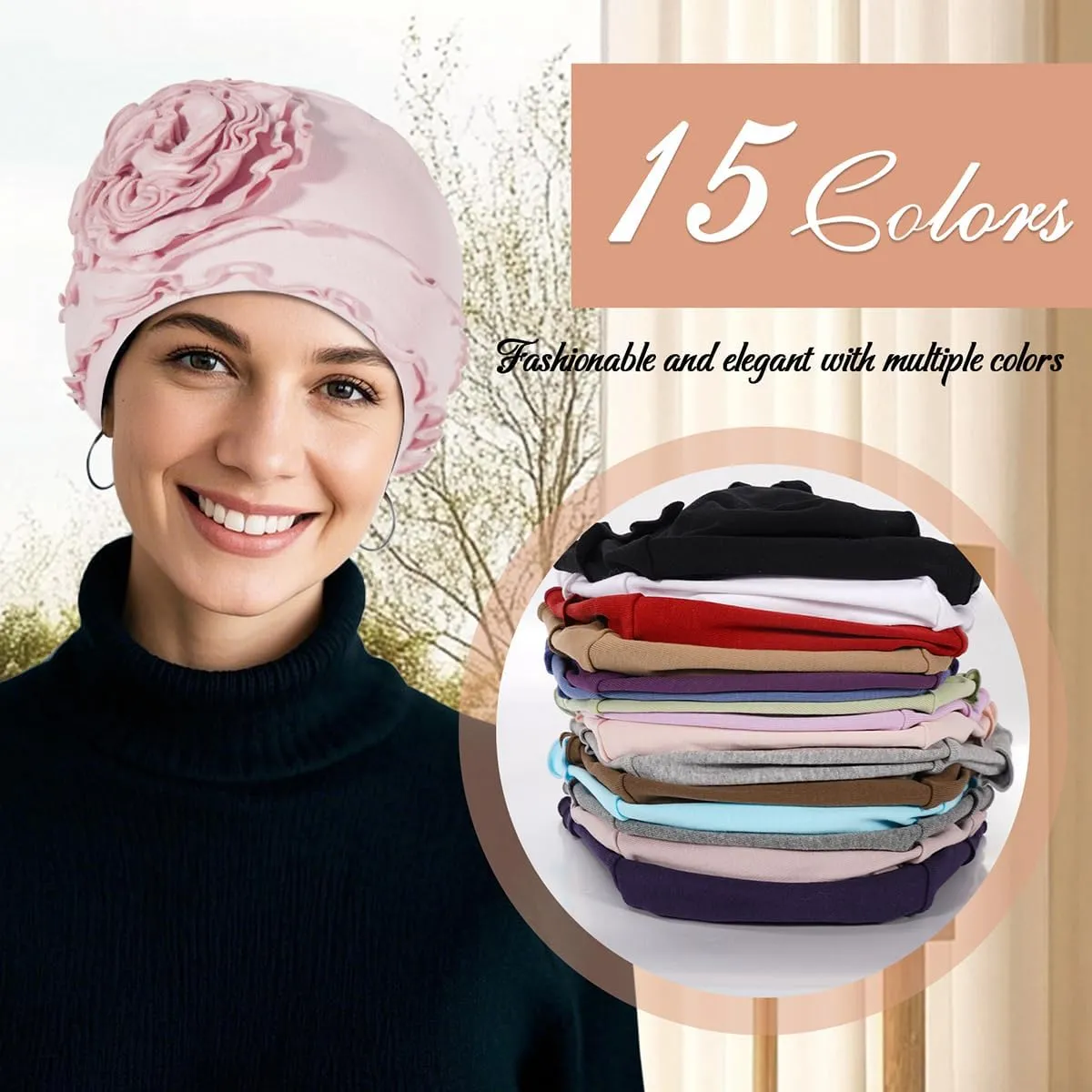 JarseHera 4PCS Cotton Chemo Headwear for Women Soft Cancer Caps Beanie for Hair Loss