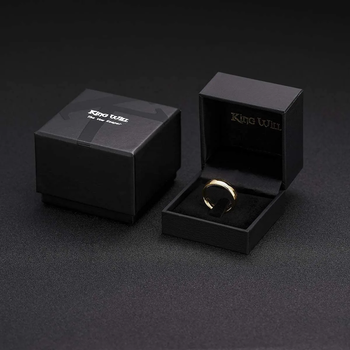 King Will Glory Men's 4mm 6mm 8mm Tungsten Carbide Ring 24k Gold Plated Rose Gold Plated Domed Polished Finish Wedding Band