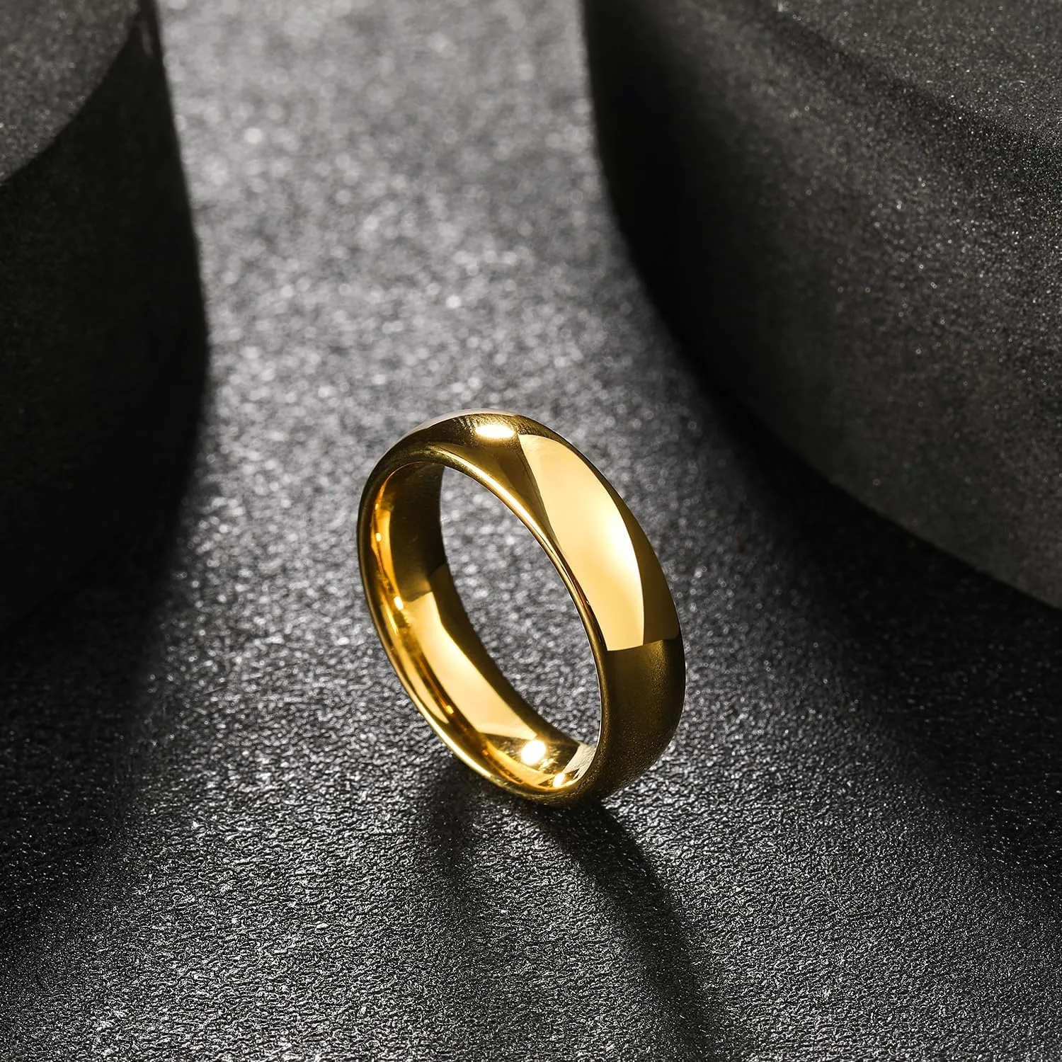 King Will Glory Men's 4mm 6mm 8mm Tungsten Carbide Ring 24k Gold Plated Rose Gold Plated Domed Polished Finish Wedding Band