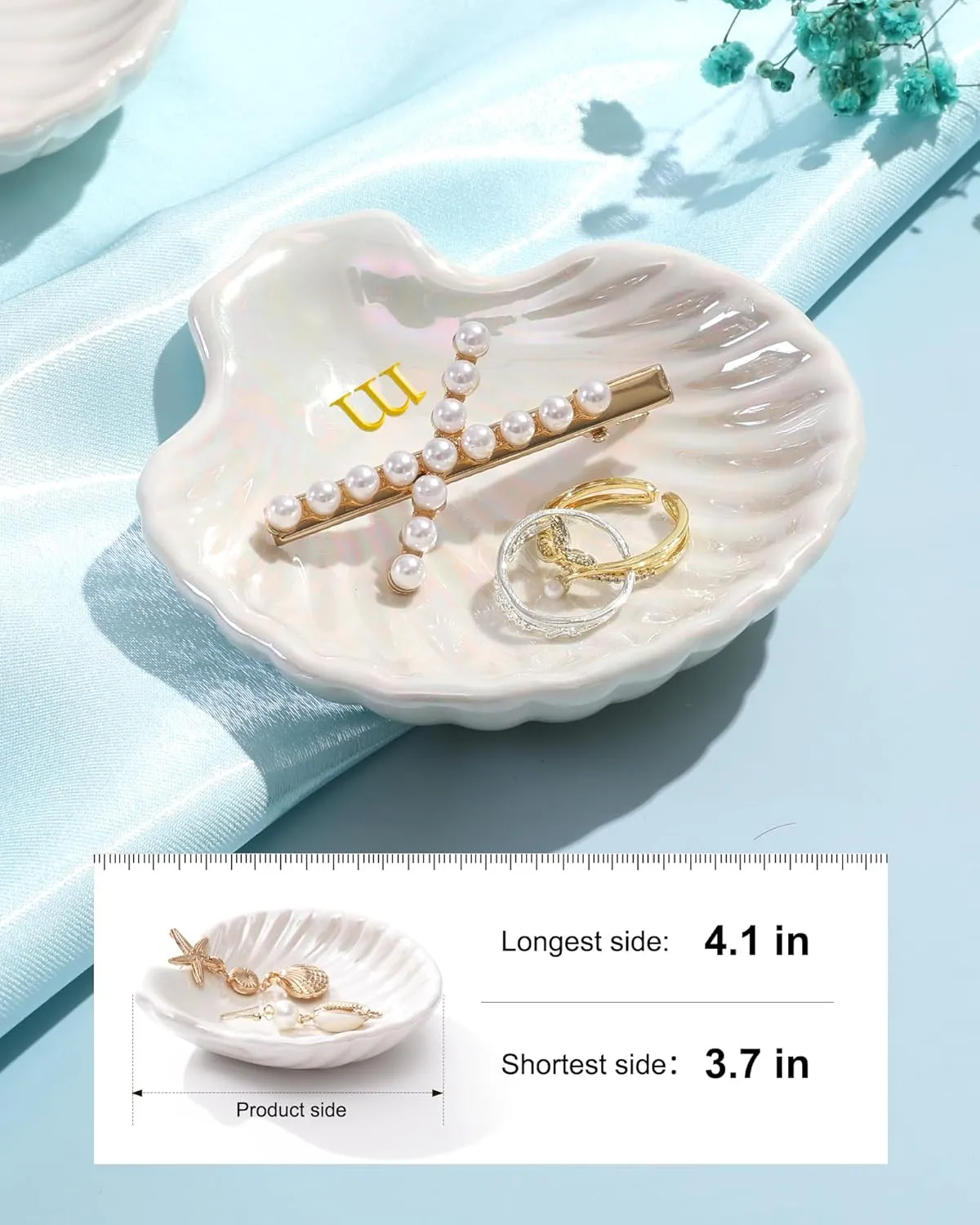 Letter Shell Ceramic Ring Tray Trinket Dish Jewelry Plate Tray Christmas Xmas Birthday Gift Ideas Female Boss Teacher End of Year Nurse Best Friend Soul Bestie Unique Appreciation Co Worker Adult