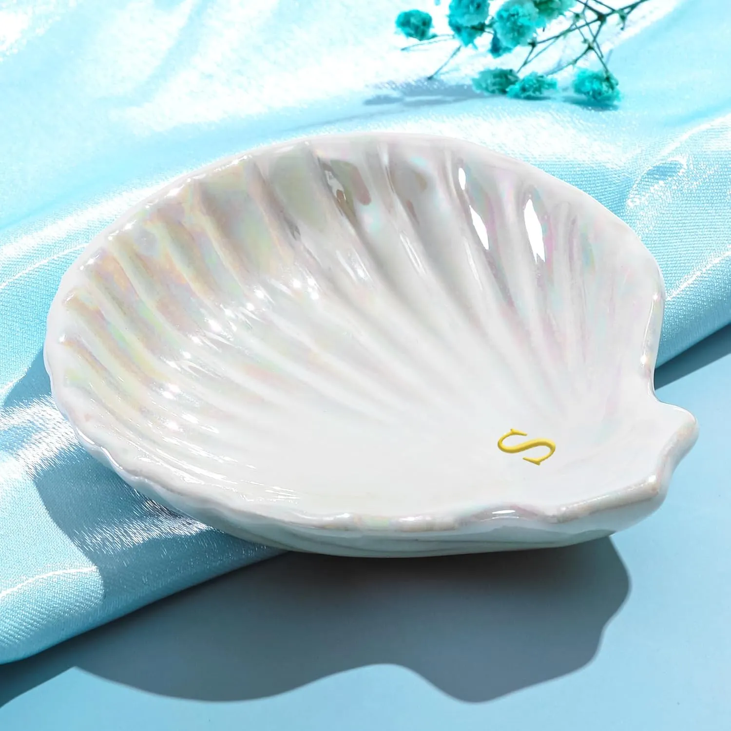 Letter Shell Ceramic Ring Tray Trinket Dish Jewelry Plate Tray Christmas Xmas Birthday Gift Ideas Female Boss Teacher End of Year Nurse Best Friend Soul Bestie Unique Appreciation Co Worker Adult