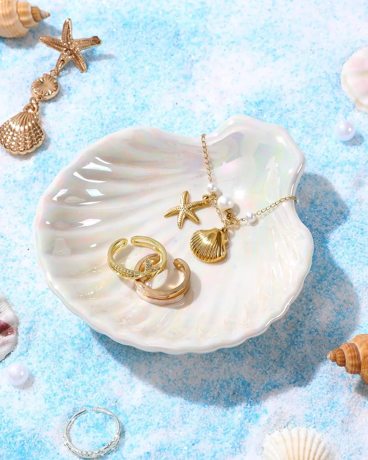 Letter Shell Ceramic Ring Tray Trinket Dish Jewelry Plate Tray Christmas Xmas Birthday Gift Ideas Female Boss Teacher End of Year Nurse Best Friend Soul Bestie Unique Appreciation Co Worker Adult