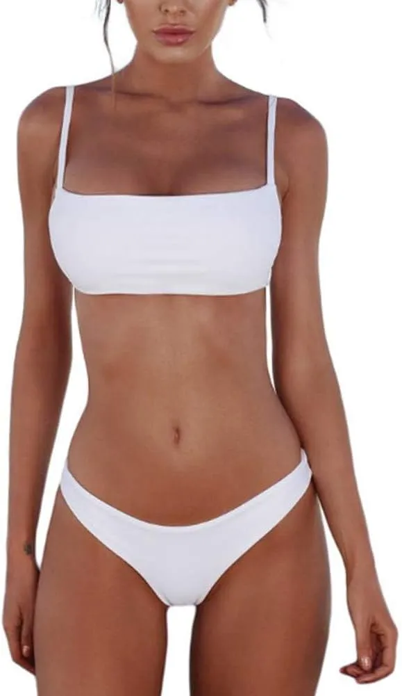 meioro Bikini Set Swimsuits for Women Low Waisted Two Piece Swimwear with Brazilian Push up Top Cheeky Bottom Bathing Suits