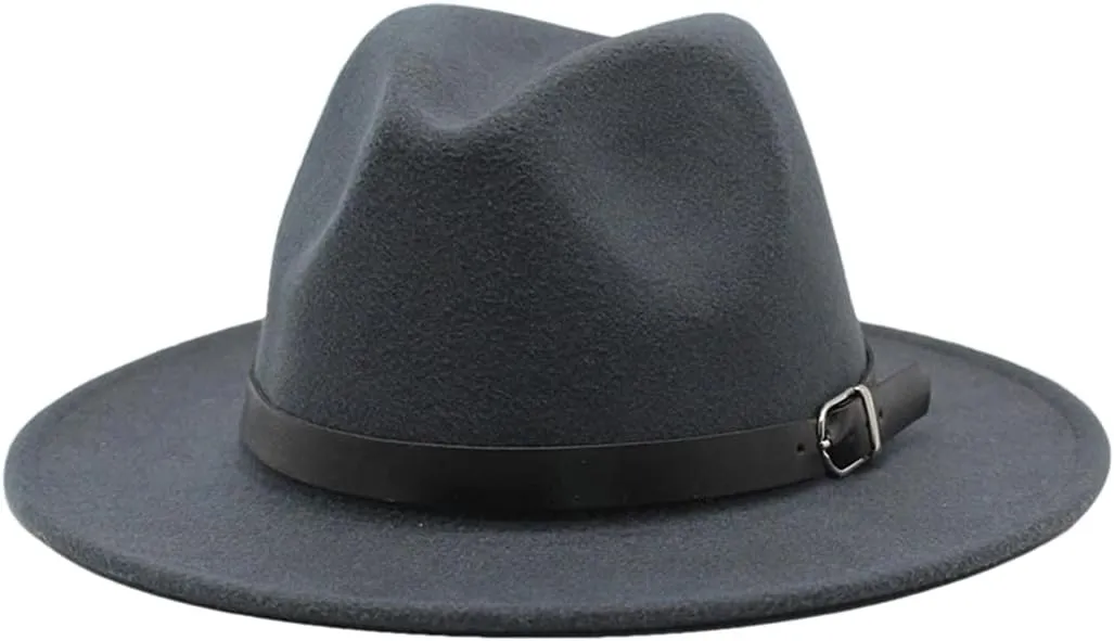 Men Fedoras Women's Jazz Hat Woolen Blend Cap Outdoor Casual Hat Panama Hat GRAY2 56-58CM