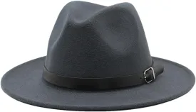 Men Fedoras Women's Jazz Hat Woolen Blend Cap Outdoor Casual Hat Panama Hat GRAY2 56-58CM