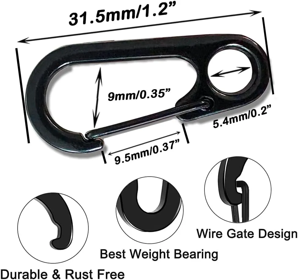Mini SF Alloy Carabiner Clip, EFFIET Tiny Spring Snap Hook Carabiners for Backpack Bottle Using Keychains Accessories