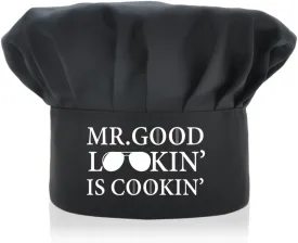 Mr Good Lookin is Cookin Funny Chef Hat, Universal Adjustable for Adults, Funny BBQ Cooking Chef Hat for Men, Christmas Father's Day Birthday Gift for Husband Dad Grandpa Brother Nephew Chef