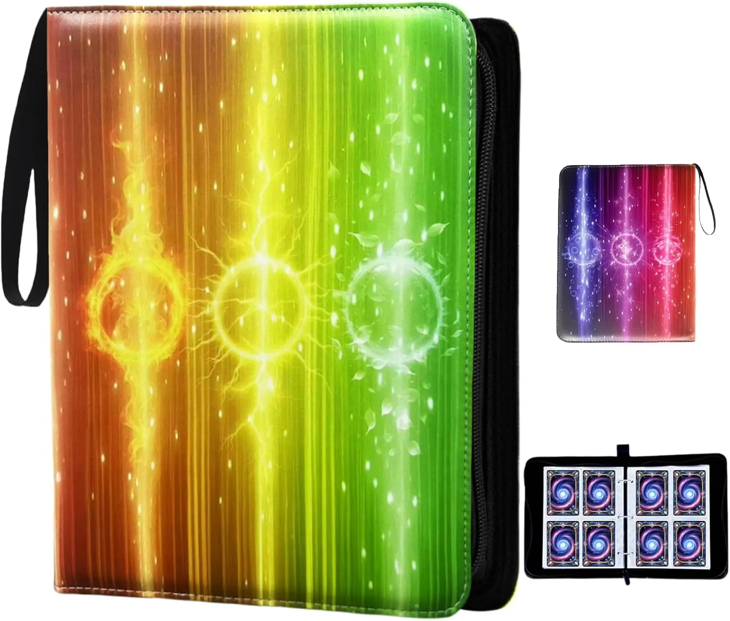 Premium Card Binder 4 Pocket,400 Pockets Trading Card Binders Collector Album with Zipper and 50 Removable Sleeves,Compatible with Game Sports Cards